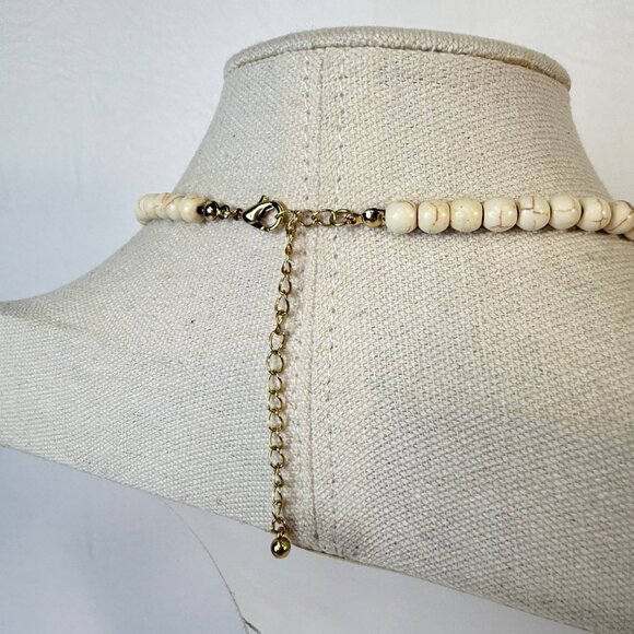 Leather Tassel and Stone Bead Necklace Mala Adjustable - Picture 6 of 7